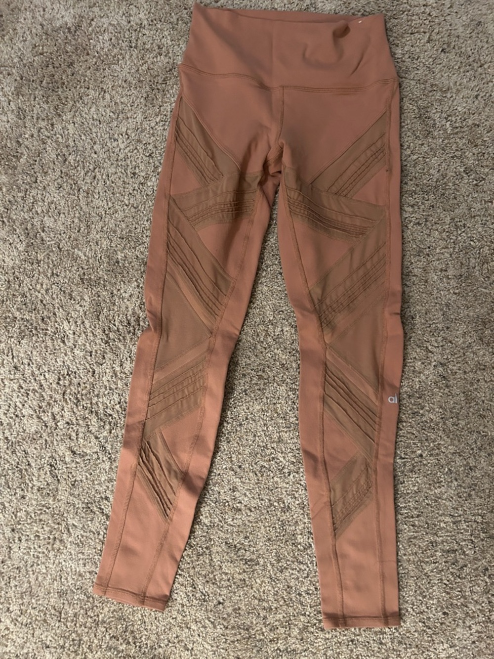 ALO Yoga Rust Brown High-Waist Mesh Detail Leggings